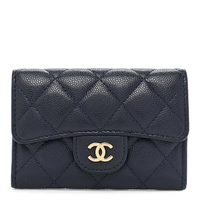 Chanel Caviar Quilted Flap Card Holder Wallet Navy 1 of 10