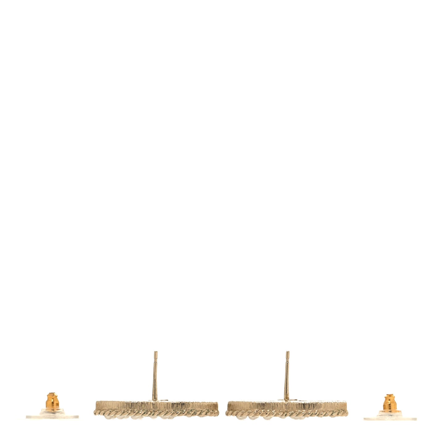 Pearl Crystal CC Stud Earrings Gold