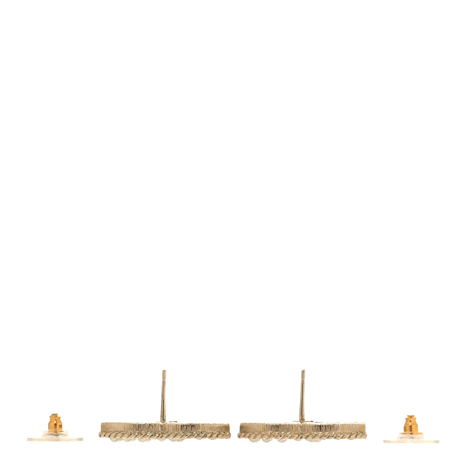 Chanel Pearl Crystal CC Stud Earrings Gold 3 of 5