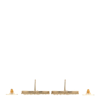 Chanel Pearl Crystal CC Stud Earrings Gold 3 of 5