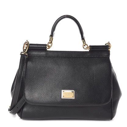 Dolce & Gabbana Grained Deerskin Medium Miss Sicily Satchel Black 1 of 9
