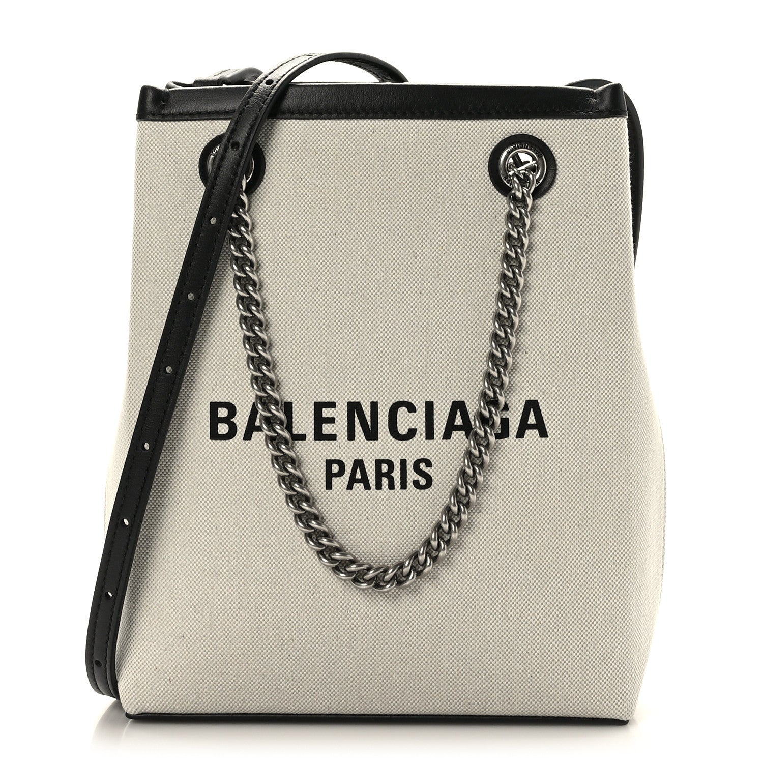 Balenciaga Canvas Calfskin Duty Free Phone Holder Bag Natural Black 1 of 8