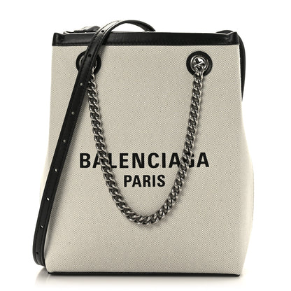 Balenciaga Canvas Calfskin Duty Free Phone Holder Bag Natural Black 1 of 8
