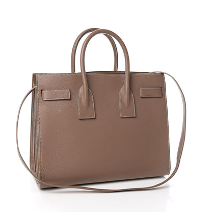 Saint Laurent Grained Calfskin Topstitch Small Classic Sac De Jour Taupe 3 of 13