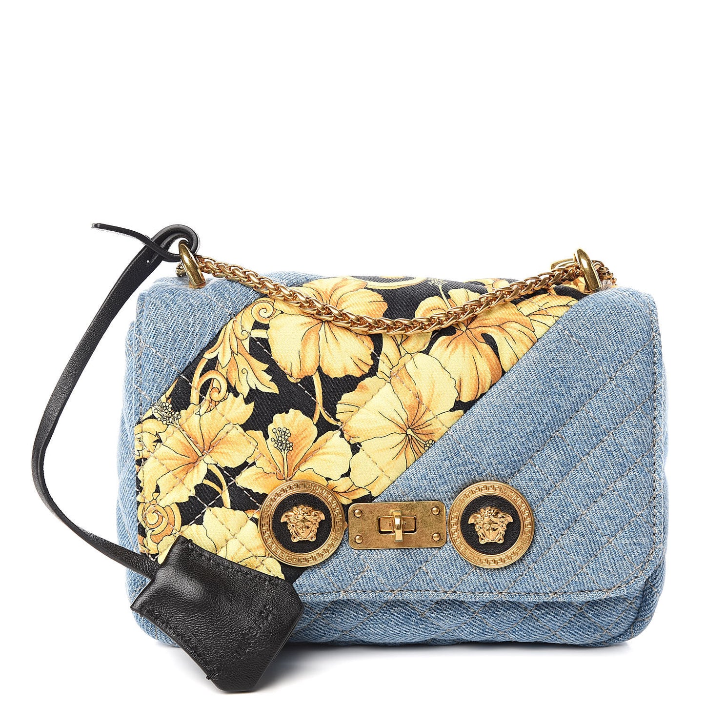 Denim Barocco Printed Icon Small Crossbody Bag Blue