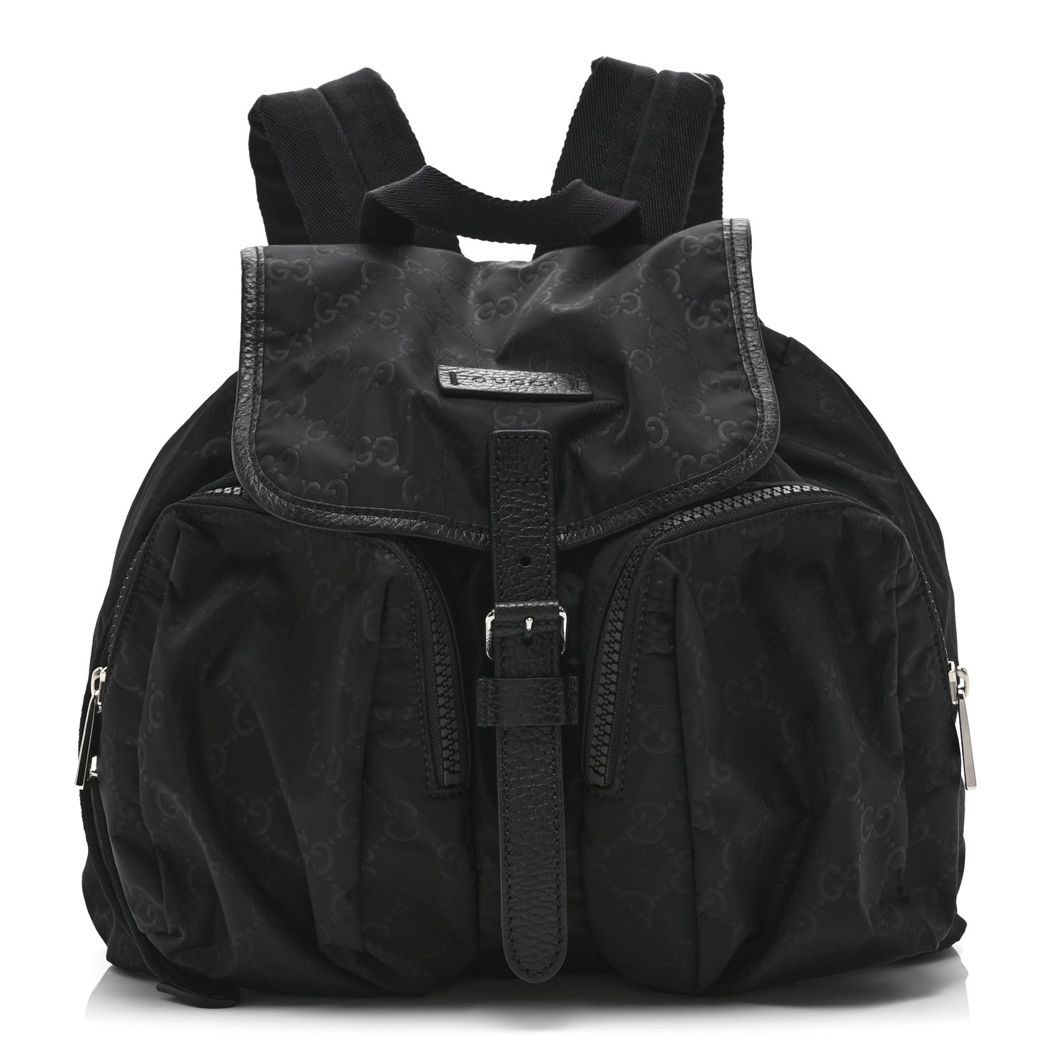 Gucci Nylon Monogram Medium Light Single Buckle Backpack Black 1 of 10