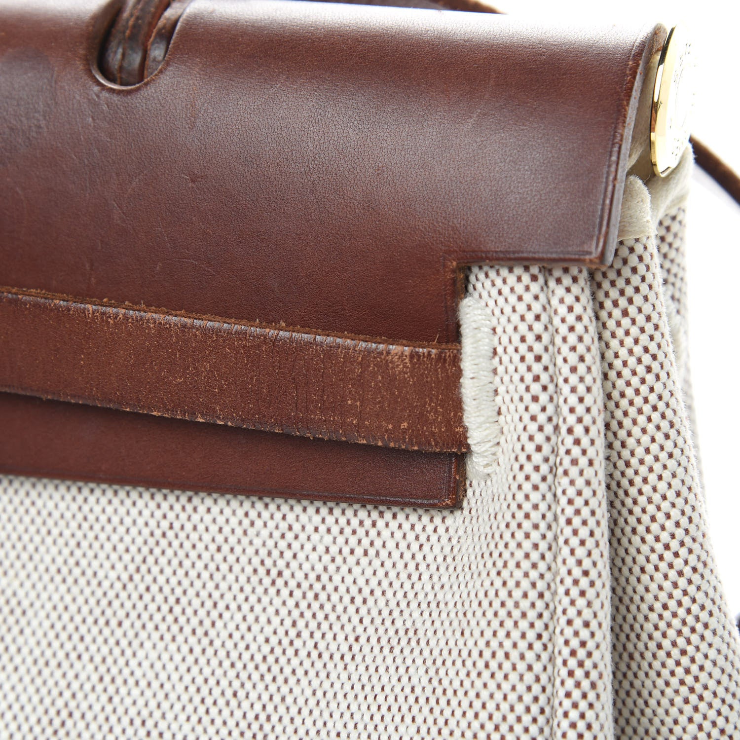 Hermes Toile Vache Calfskin Herbag 30 PM Natural Havane 18 of 19
