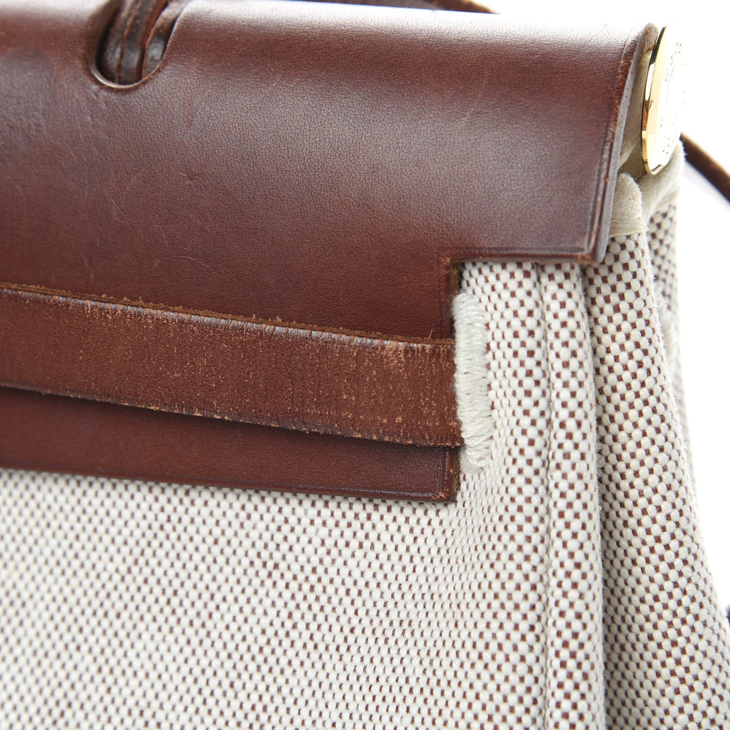 Toile Vache Calfskin Herbag 30 PM Natural Havane