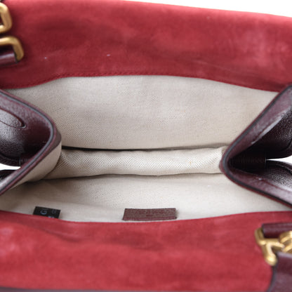 Gucci Suede Web Small Neo Vintage Double Flap Messenger Bag Romantic Cherry Chardonnay 5 of 15
