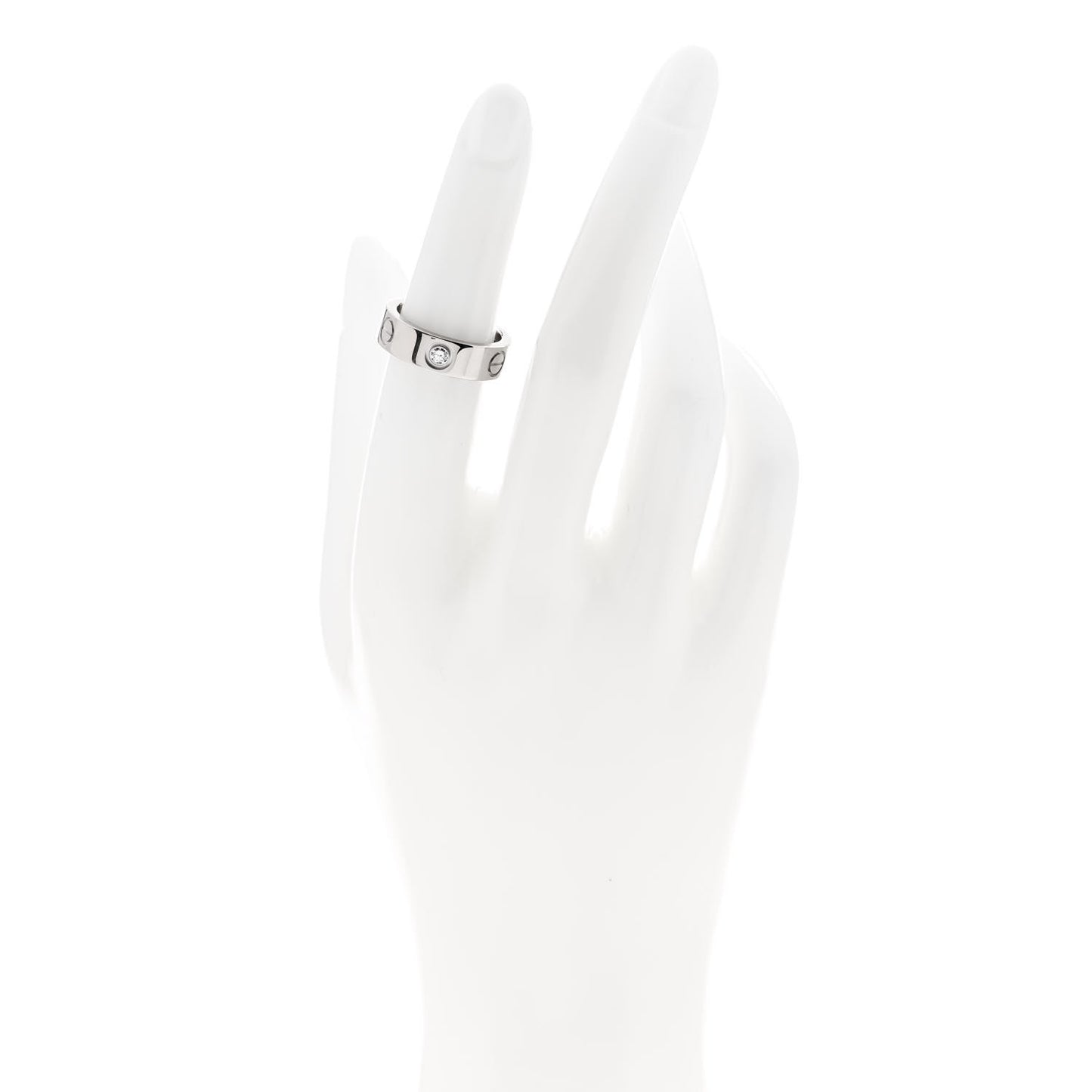 18K White Gold 3 Diamond 5.5mm LOVE Ring 50 5.5