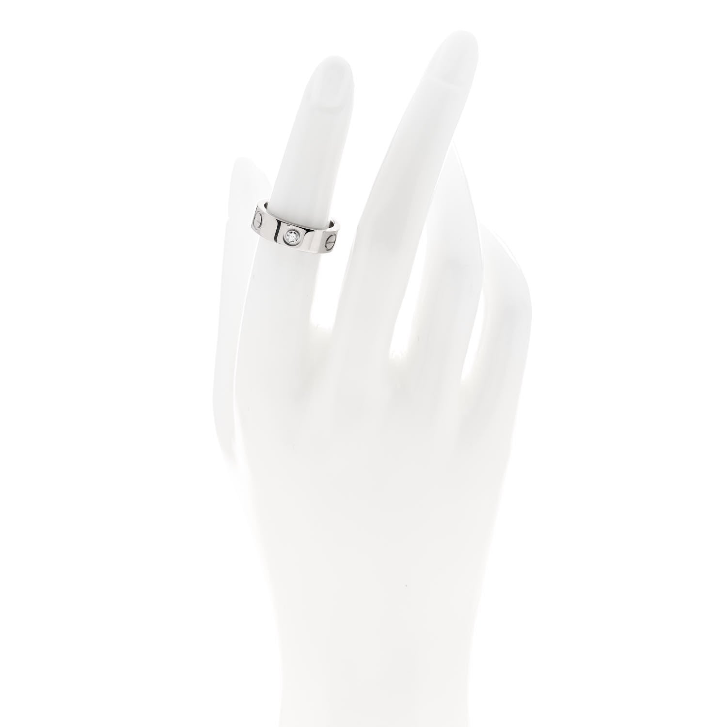 Cartier 18K White Gold 3 Diamond 5.5mm LOVE Ring 50 5.5 2 of 6