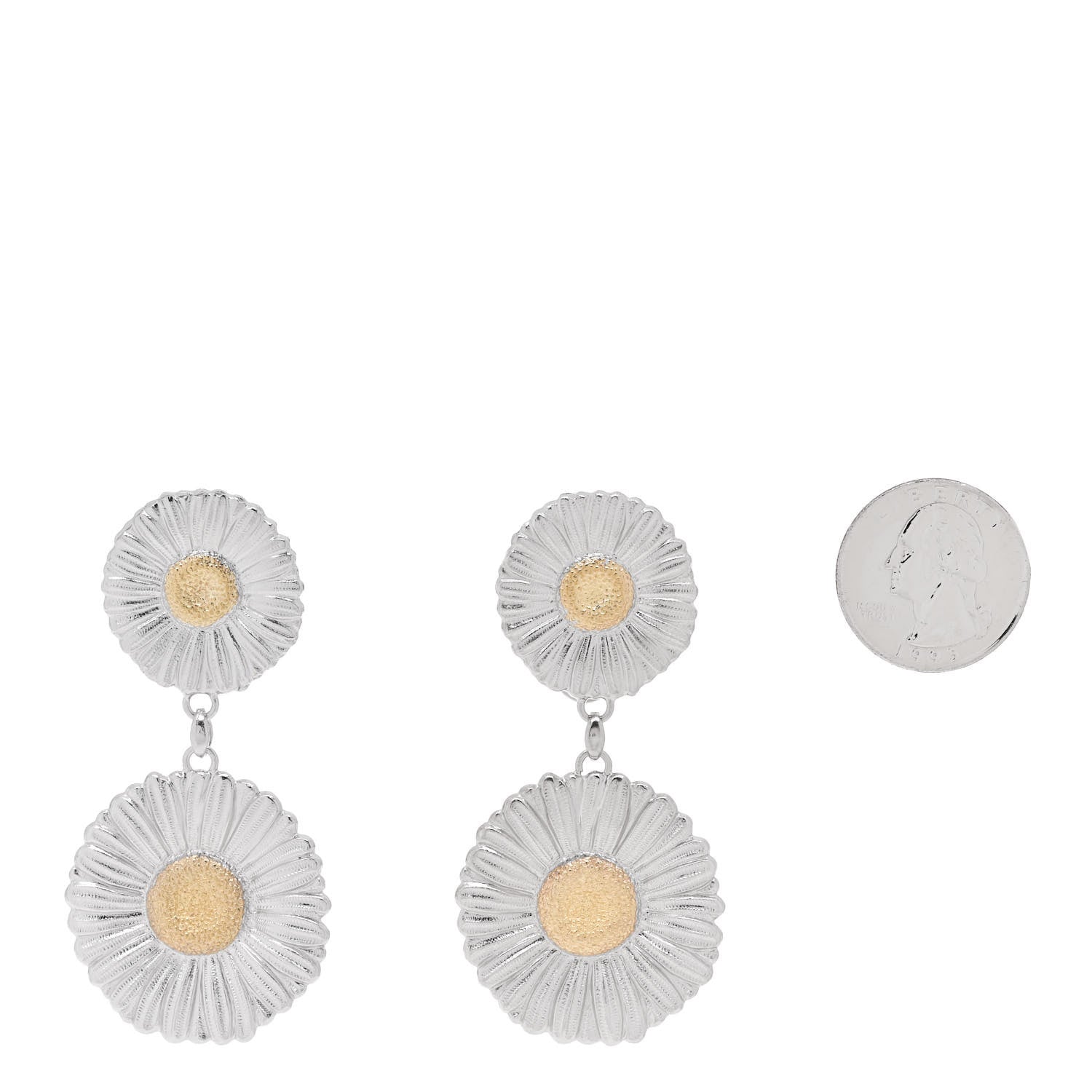 Buccellati Sterling Silver Vermeil Blossoms Daisy Drop Earrings 2 of 5
