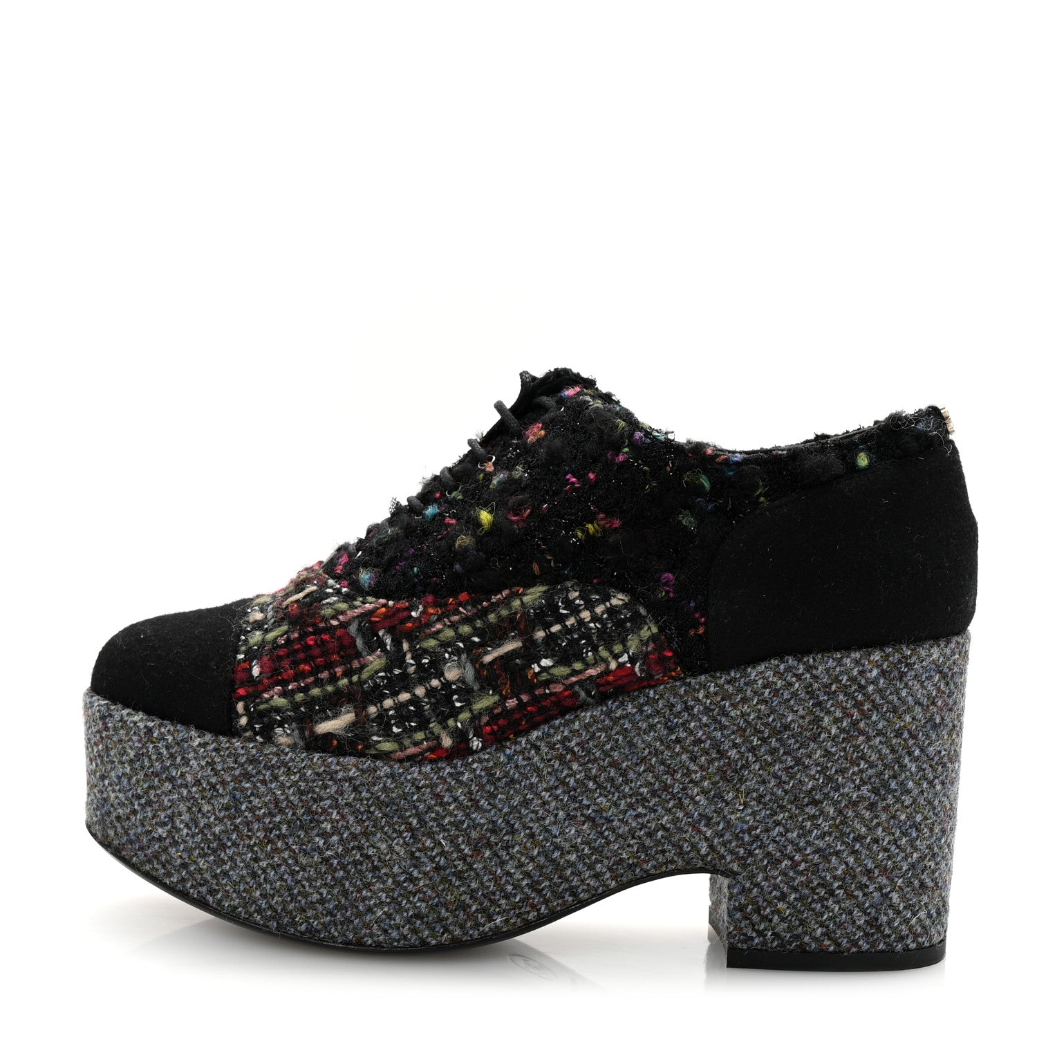 Chanel Tweed Lace Up Platform Oxford 39 Multicolor 1 of 8