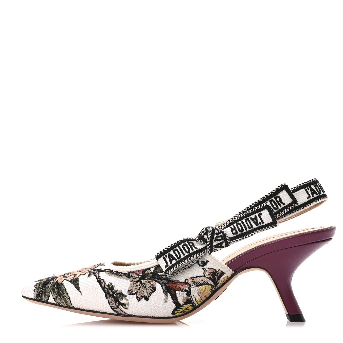 Canvas Ribbon Rose Embroidered J'Adoir Slingback 65mm Pumps 37 Multicolor
