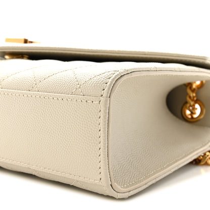 Saint Laurent Grain De Poudre Textured Mixed Matelasse Medium Triquilt Monogram Satchel Crema Soft 9 of 9