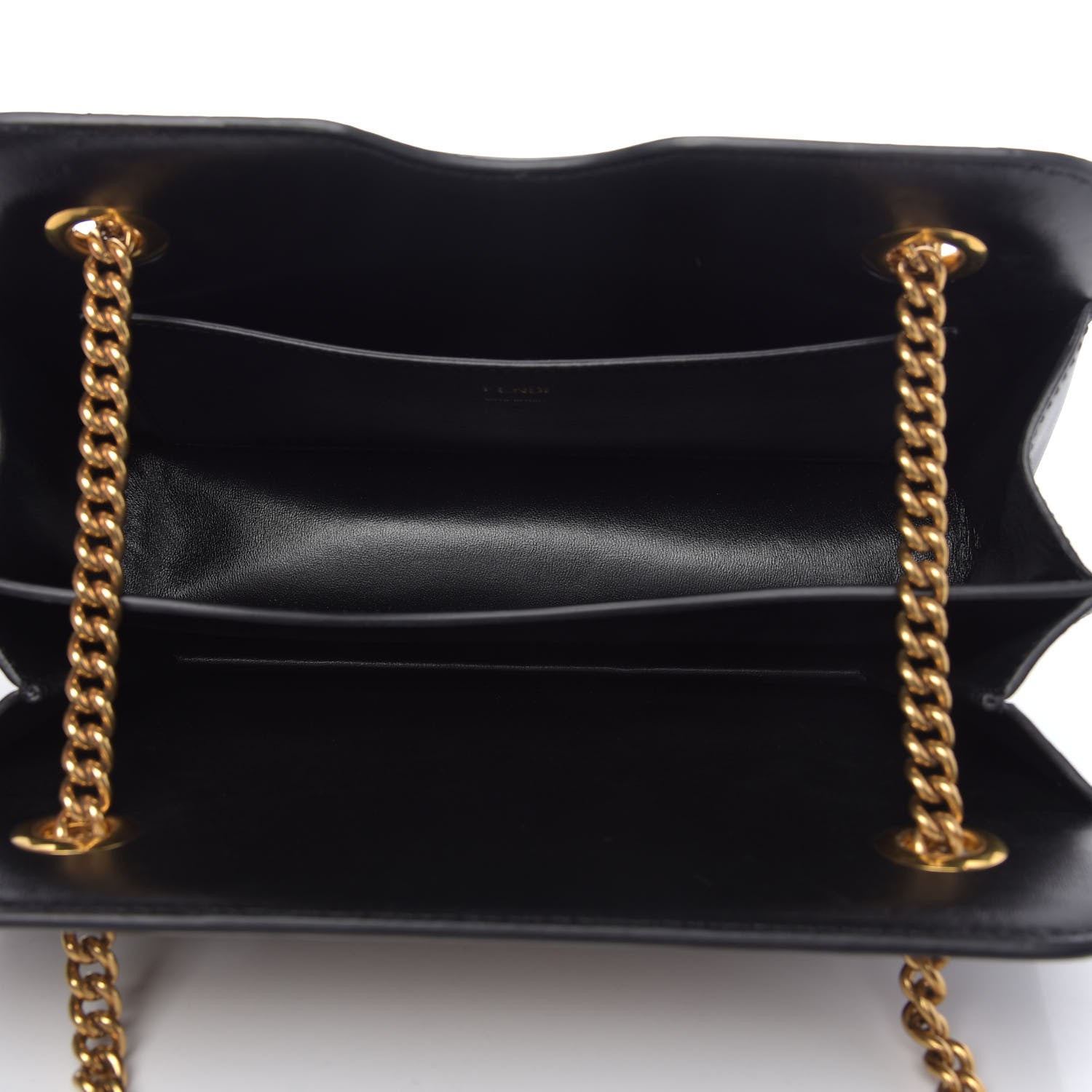 Fendi Vitello Glacier Karligraphy Pocket Shoulder Bag Black Gingerbread 6 of 11