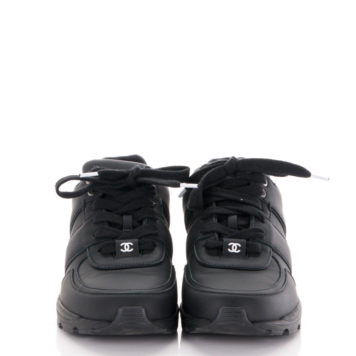 Calfskin CC Sneakers 38.5 Black White