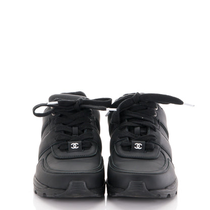 Chanel Calfskin CC Sneakers 38.5 Black White 2 of 8