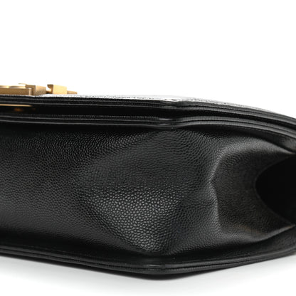 Chanel Caviar Chevron Quilted Medium Boy Flap Black 9 of 9