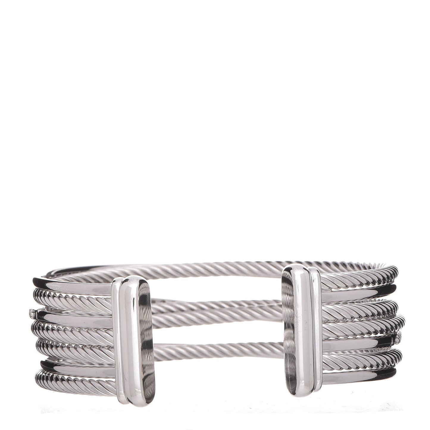 Sterling Silver Diamond Crossover Four Row Cuff Bracelet