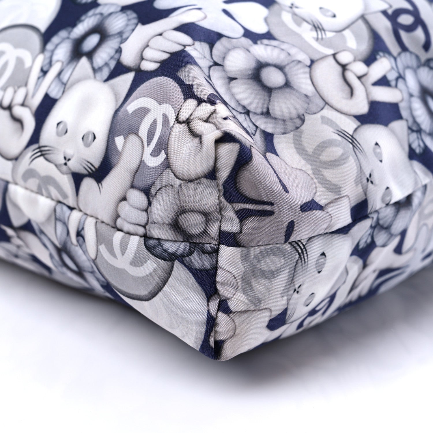 Chanel Nylon Cat Emoticon Tote Navy Silver 9 of 9