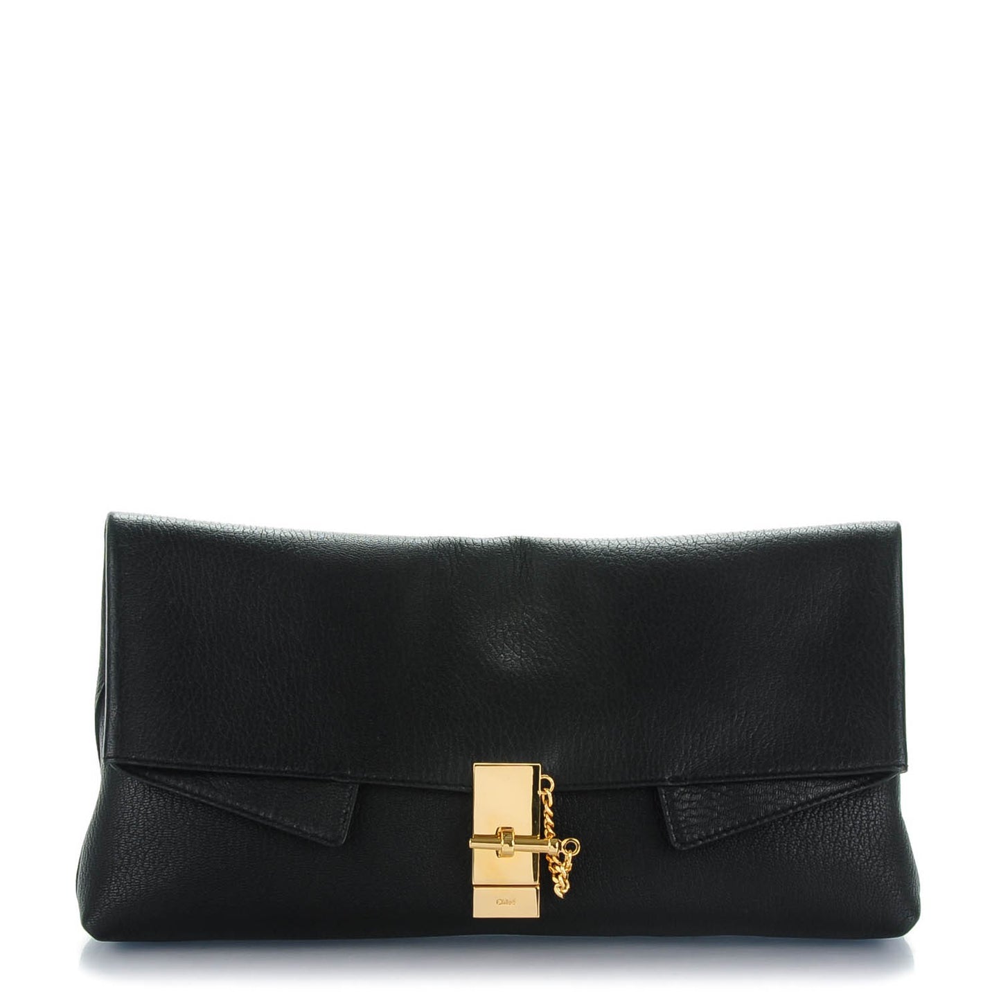 Grained Calfskin Drew Folded Clutch Black