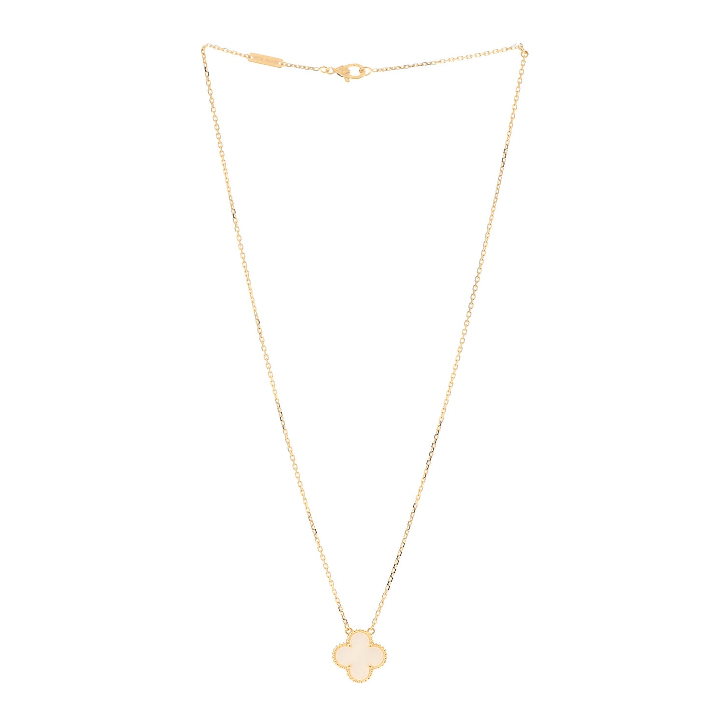 18K Yellow Gold Mother of Pearl Vintage Alhambra Pendant Necklace