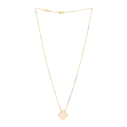 Van Cleef & Arpels 18K Yellow Gold Mother of Pearl Vintage Alhambra Pendant Necklace 3 of 7
