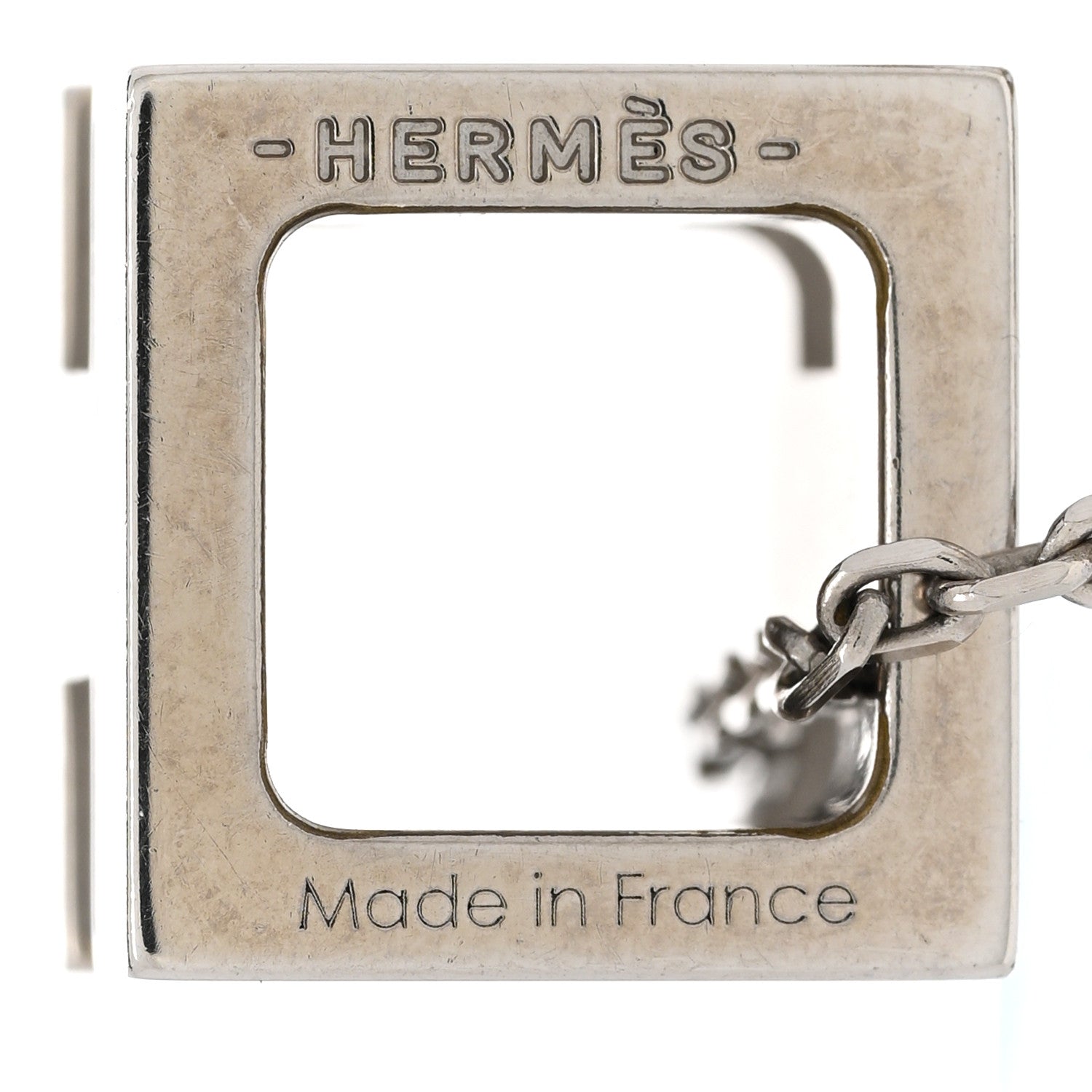 Hermes Lacquered Palladium Cage d'H Pendant Necklace Black 6 of 7