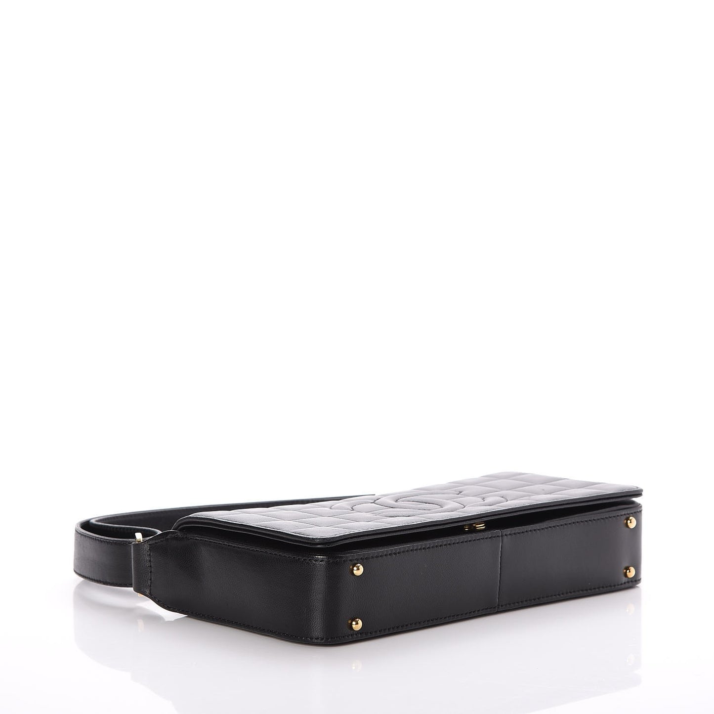 Lambskin Quilted CC Chocolate Bar Flap Black