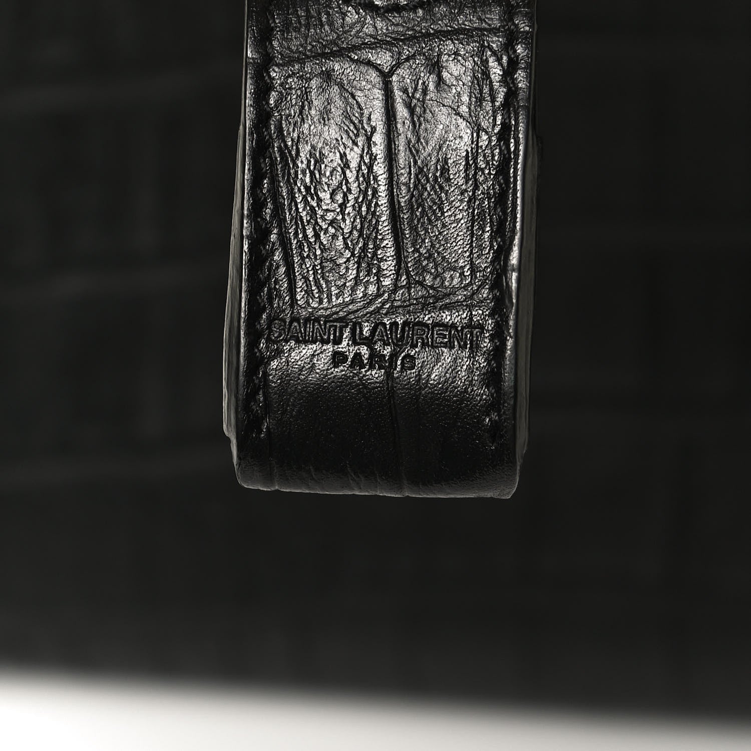 Saint Laurent Calfskin Crocodile Embossed Small Sac de Jour Black 8 of 12