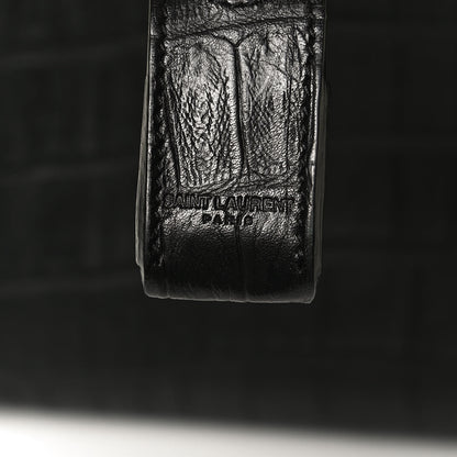 Saint Laurent Calfskin Crocodile Embossed Small Sac de Jour Black 8 of 12