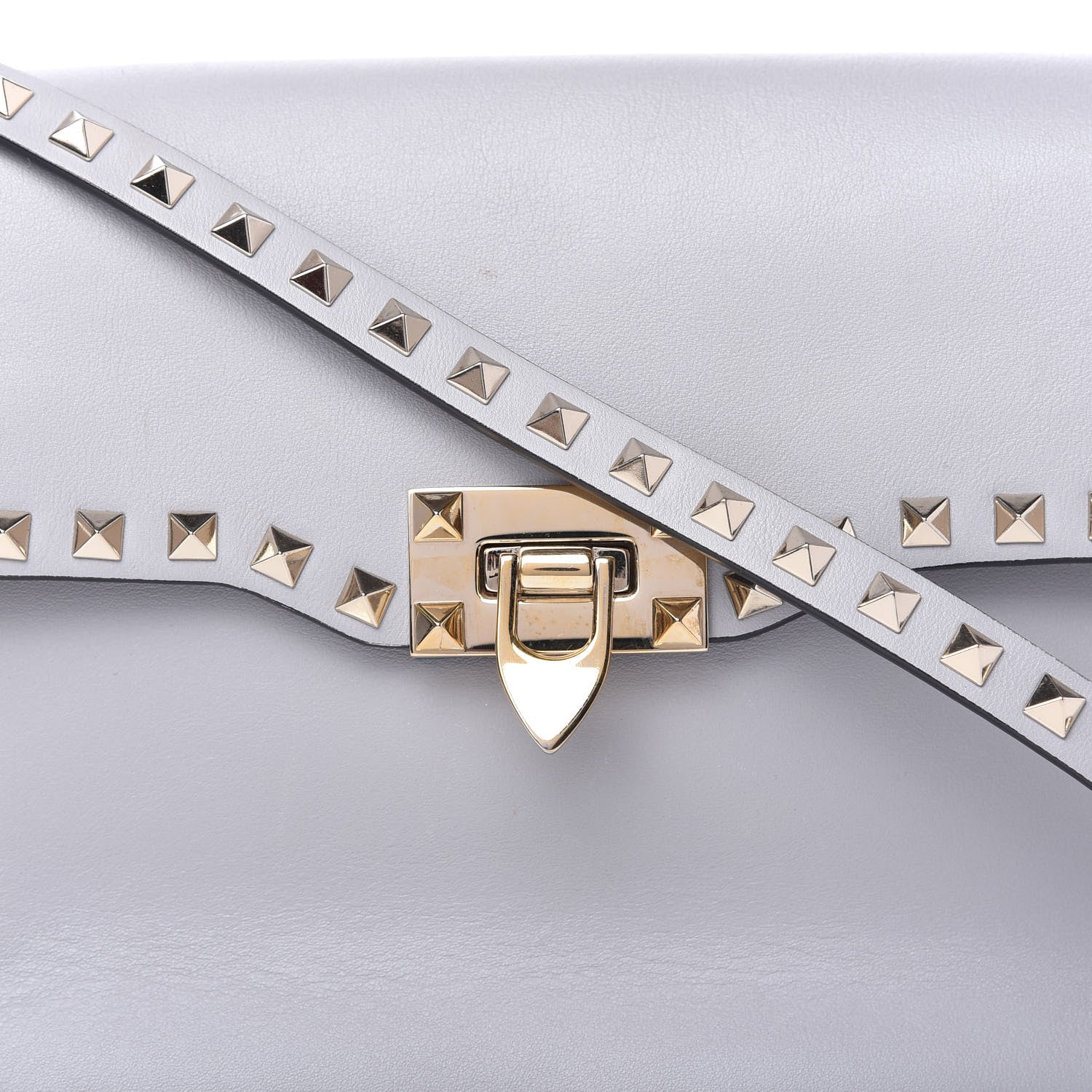 Valentino Garavani Vitello Medium Rockstud Flap Saddle Bag Pastel Grey 9 of 9