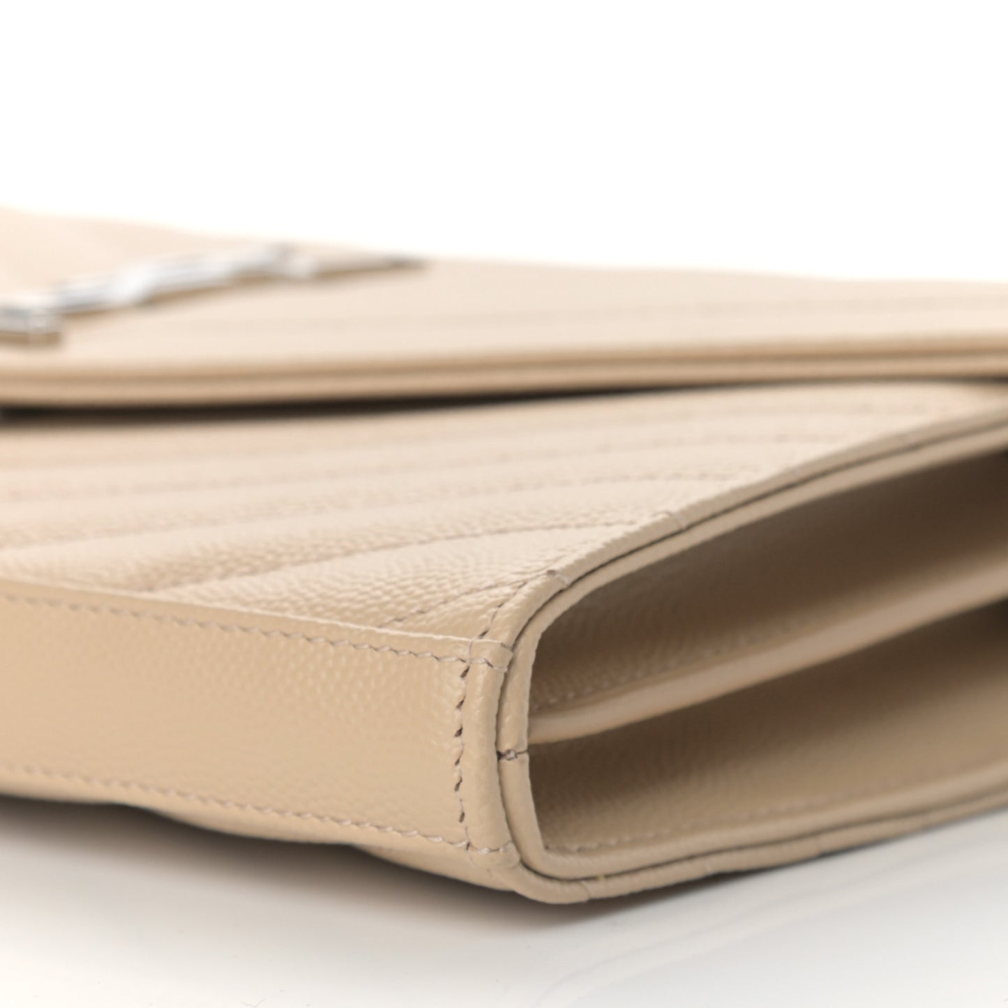 Grain De Poudre Matelasse Chevron Monogram Chain Wallet Nude Powder