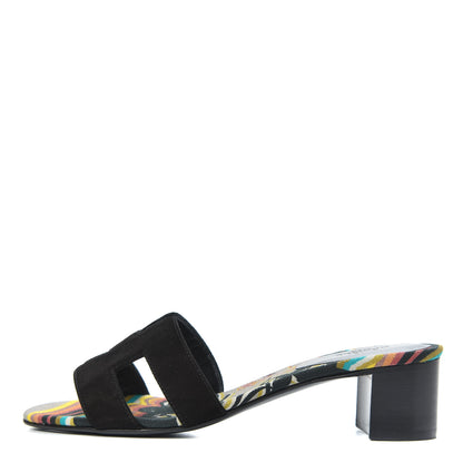 Hermes Suede Oasis Sandals 36 Black 1 of 8