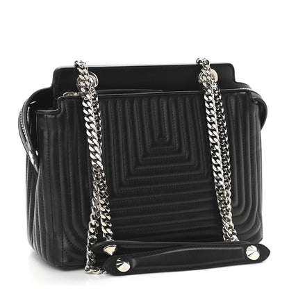 Fendi Shiny Nappa Trapuntata Small DotCom Click Chain Satchel Black 3 of 12