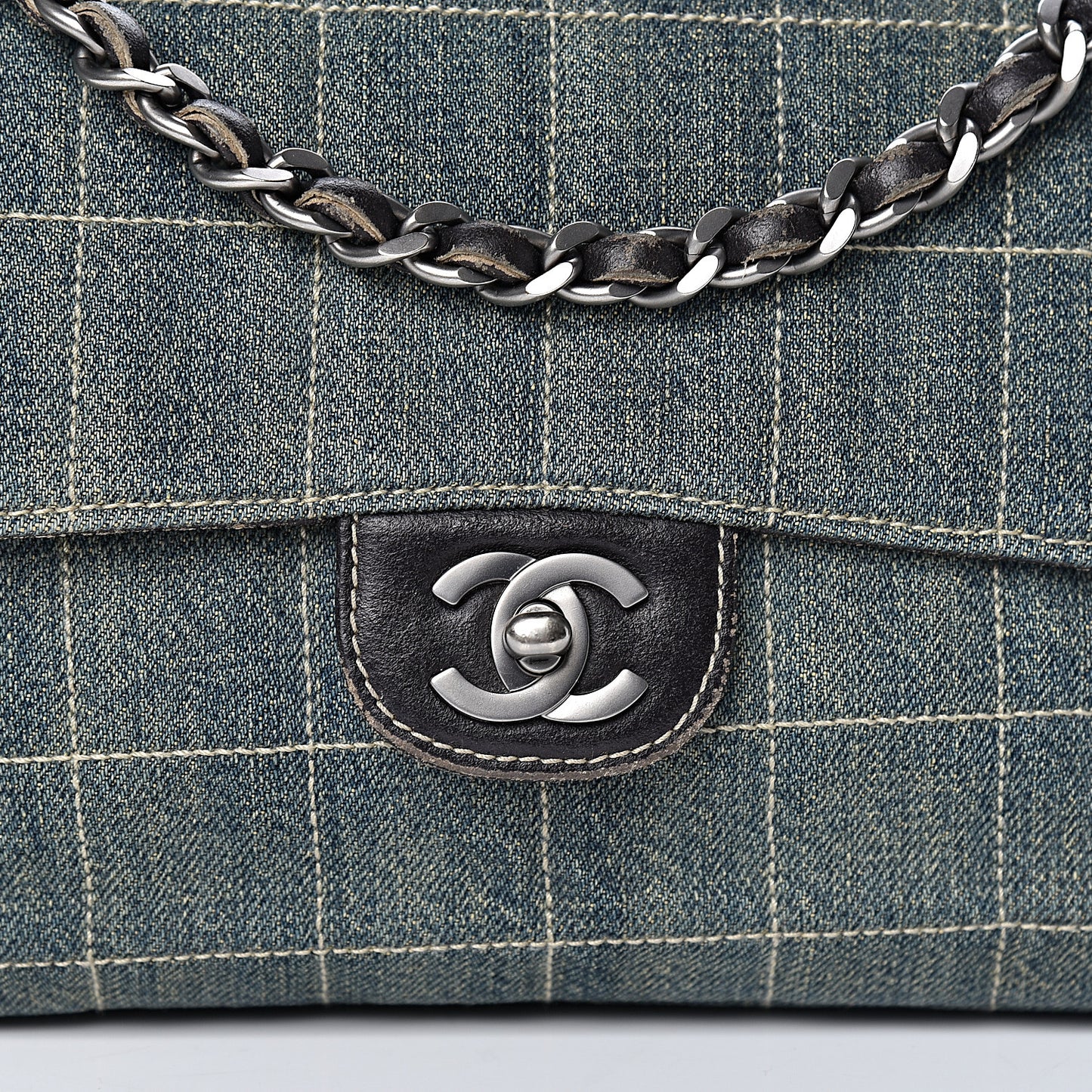 Denim Chocolate Bar Quilted Flap
