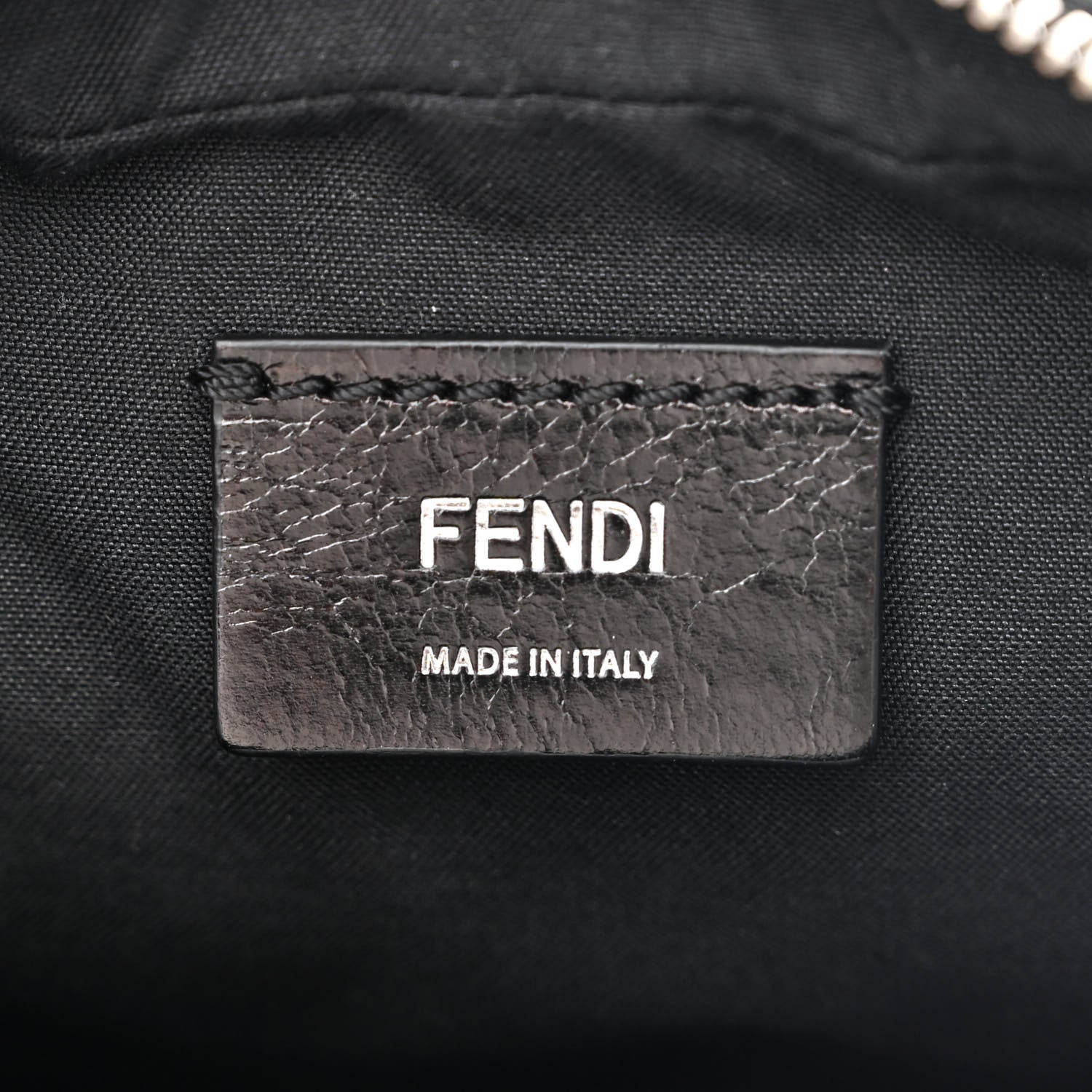 Fendi Shiny Glazed Fabric Vitello Cover FF 1974 Logo Medium Camera Case Black 5 of 12