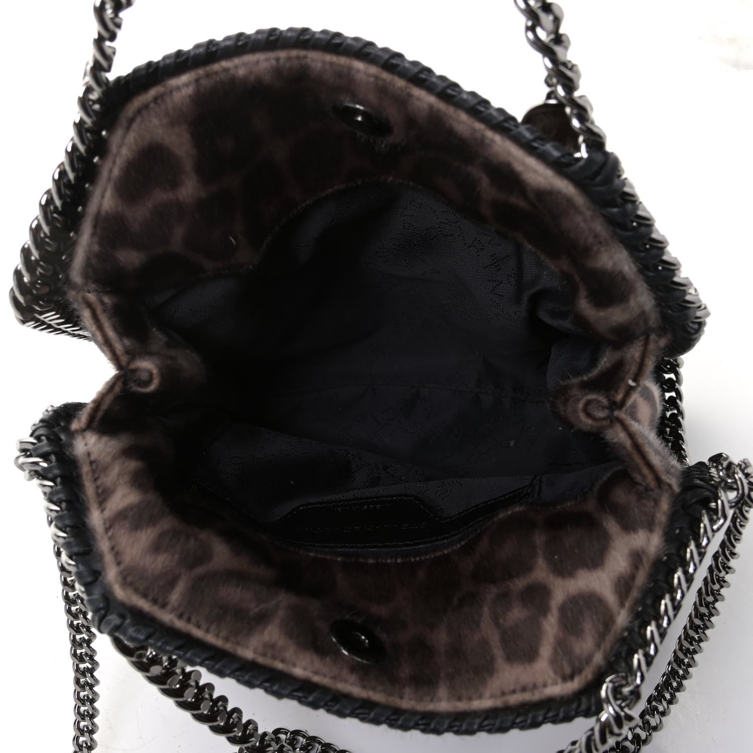 Stella McCartney Faux Calf Hair Leopard Print Mini Falabella Fold Over Tote Black 4 of 4
