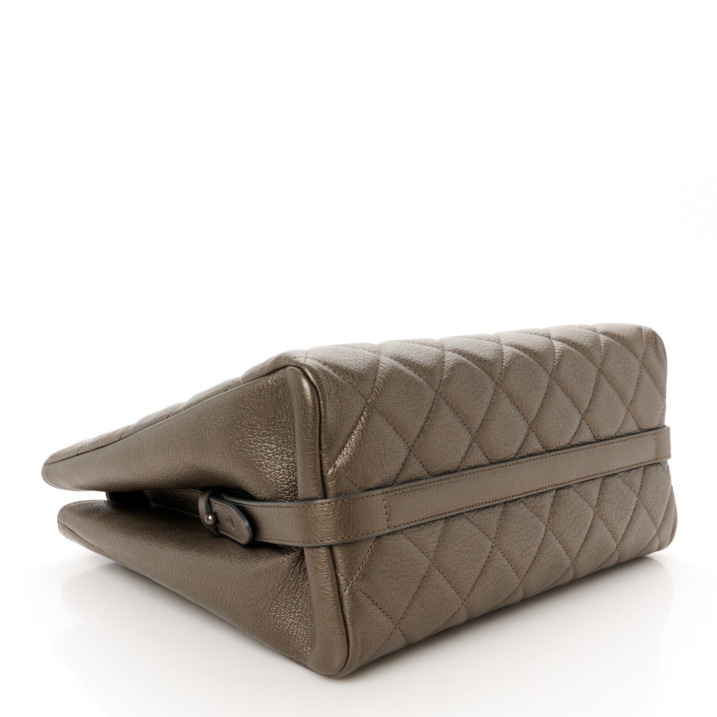 Metallic Goatskin Quilted Small City Rock Shopping Tote Silver