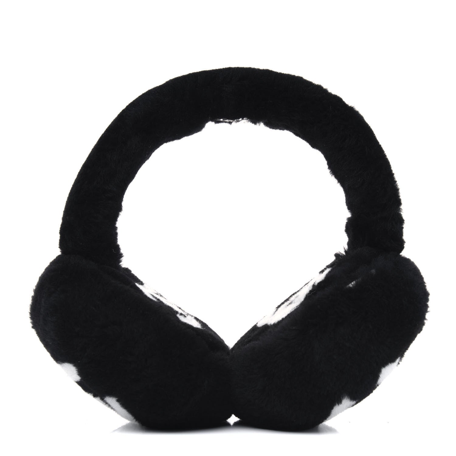 Chanel Shearling CC Ear Muffs Black White 1 of 3
