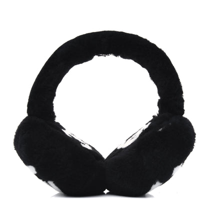 Chanel Shearling CC Ear Muffs Black White 1 of 3