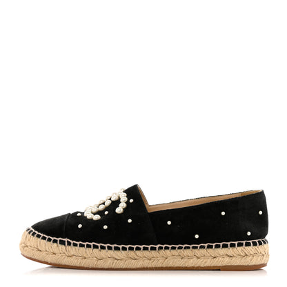 Chanel Suede Pearl CC Espadrilles 38 Black 1 of 12