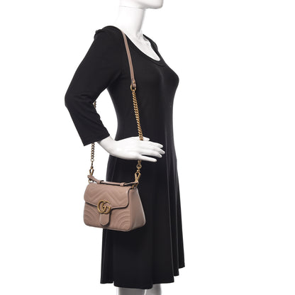 Gucci Calfskin Matelasse Mini GG Marmont Top Handle Shoulder Bag Porcelain Rose 2 of 10