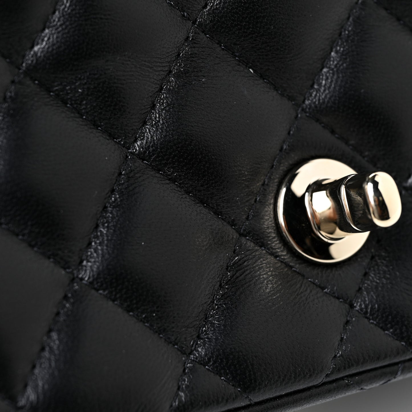 Lambskin Quilted Mini Square Flap Black
