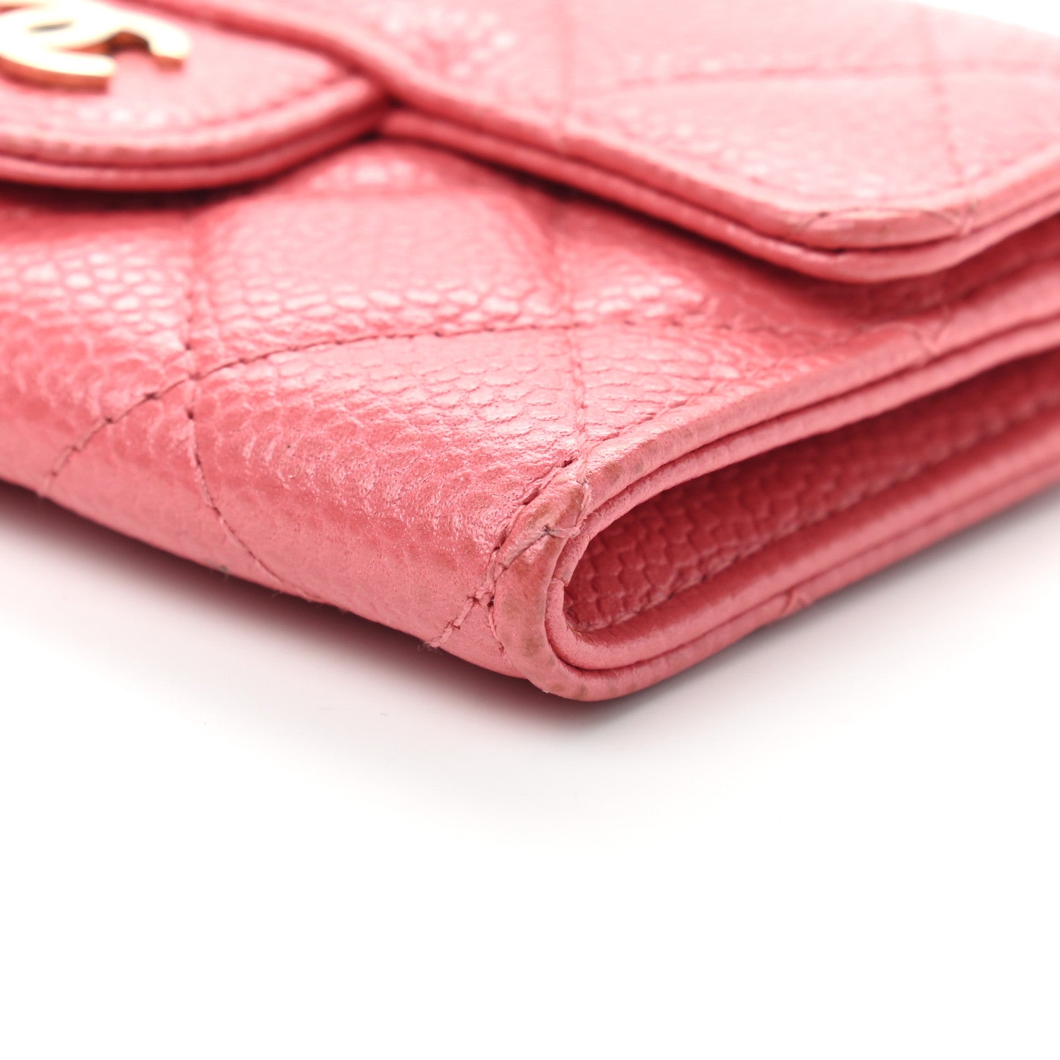 Chanel Caviar Quilted Flap Card Holder Wallet Pink 9 of 9