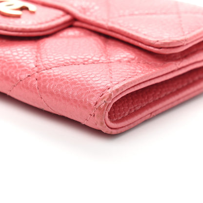 Chanel Caviar Quilted Flap Card Holder Wallet Pink 9 of 9