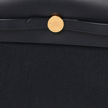Hermes Military Toile Vache Hunter Herbag Zip Retourne 20 Bleu Indigo 7 of 10