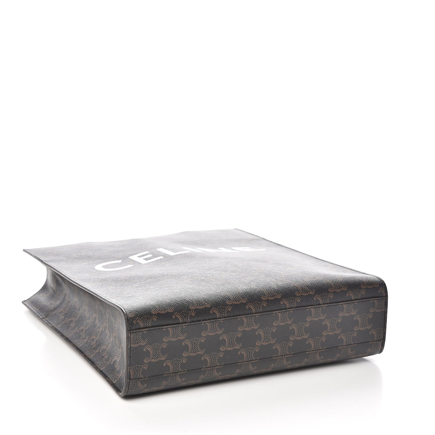 Triomphe Canvas Calfskin Small Vertical Cabas Tan