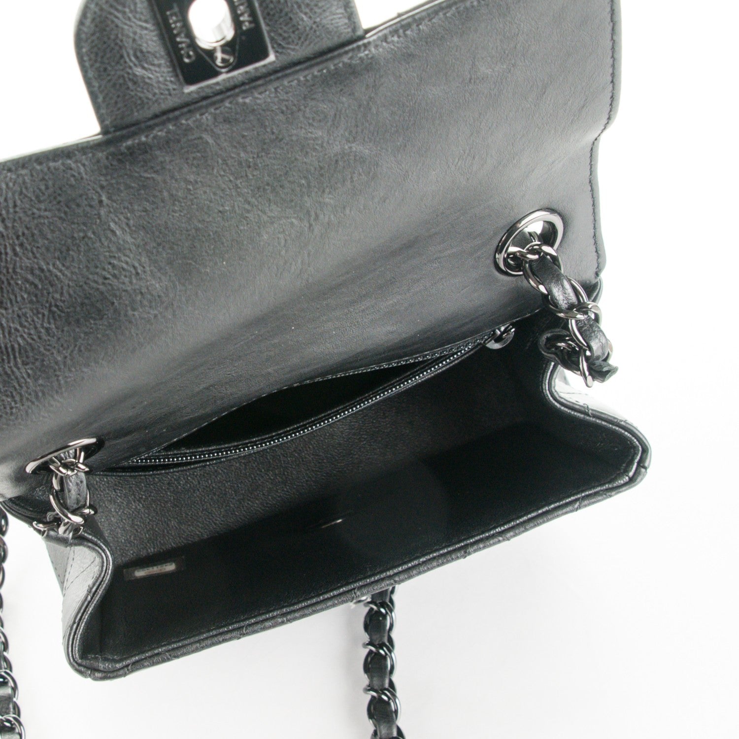 Chanel Crumpled Calfskin Quilted Mini Square Flap So Black 6 of 9